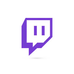 Purple Twitch logo icon with subtle shadow isolated on a white transparent background png file download.
