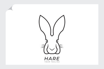 Abstract hare head logo, outline hare head logo with simple design