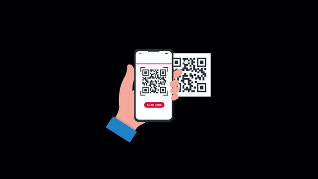 Animated Hand Scanning QR Code Video - Transparent