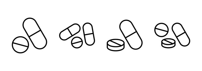 Pills icon vector. capsule icon. Drug sign and symbol