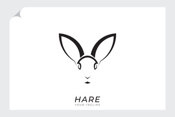 Abstract hare head logo, outline hare head logo with simple design