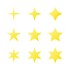 Set of Yellow Gradient Stars Icon for Decoration or Website Design