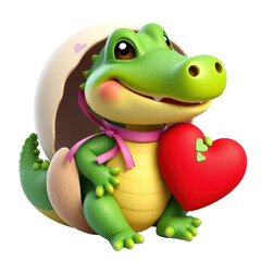 Fototapeta premium Adorable Baby Crocodile with a Heart