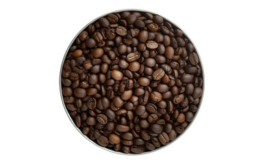 Obraz premium Closeup of roasted coffee beans in a circle, isolated on transparent background