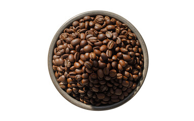 Fototapeta premium Bowl of roasted coffee beans isolated on transparent background