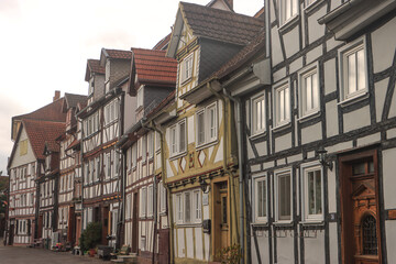 Romantische Häuserzeile in Lauterbach (Hessen); Fachwerkhäuser Am Graben