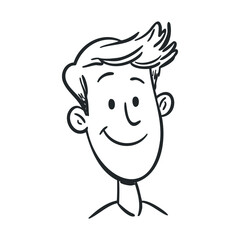 A simple hand-drawn sketch of a smiling man.