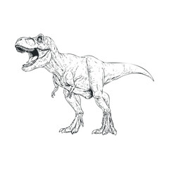 Obraz premium A hand-drawn T-Rex with its mouth open.