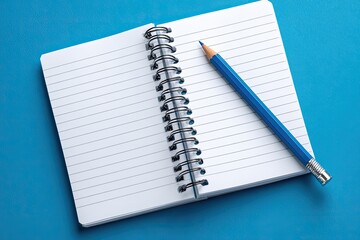 Open spiral-bound notebook with a blue pencil (2)