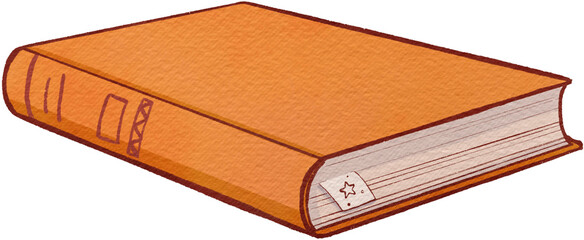Watercolor illustration, PNG, cute vintage orange book	