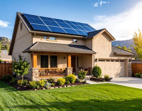 Modern house with solar panels