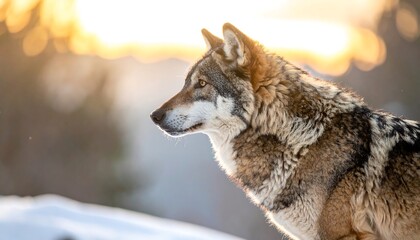 Naklejka premium Majestic Gray Wolf in Winter Landscape.