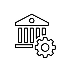 Government Settings Icon Building and Gear Symbol for Administration