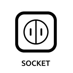 Socket Icon Electrical Outlet Symbol Illustration in Black and White