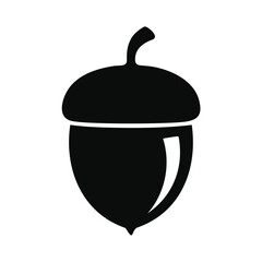 Black acorn icon with smooth cap and stem symbol seed