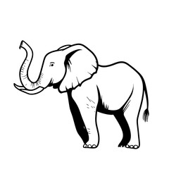 Obraz premium African Elephant. African Elephant simple black and white line art vector logo