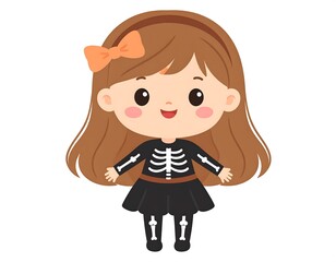 Cute girl in a skeleton costume (1)