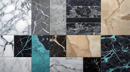 various marble textures displayed in a grid pattern collage
