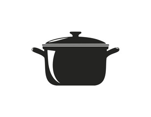 Black silhouette of a cooking pot with lid kitchen