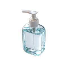 Clear rectangular hand sanitizer bottle with white pump