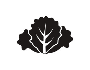 Black silhouette of a head of lettuce on white background