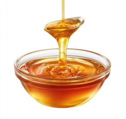 Honey pouring from spoon into bowl (1)