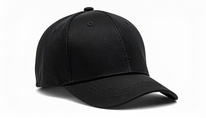 Black Baseball Cap on White Background