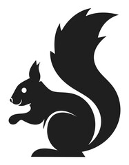 Black silhouette of a squirrel on a white background Keywords: squirrel, silhouette, animal