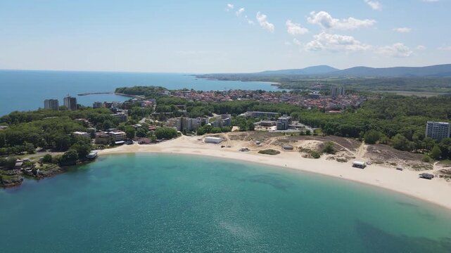 Aerial view of Black Sea Coast near Atliman Beach and Kiten, Burgas Region, Bulgaria 