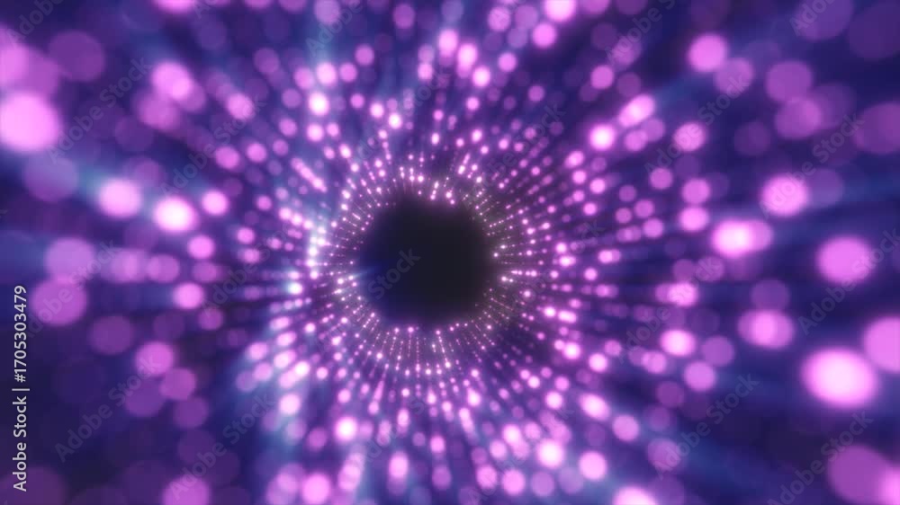 Poster dynamic glowing tunnel of pink light particles creating a radiant digital vortex