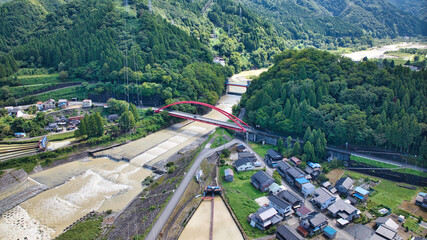 9月になった富山県の黒部川流域周辺の風景