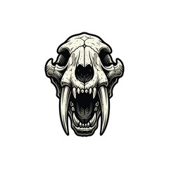 Saber-Toothed Tiger Skull Illustration Bone Relic of the Prehistoric Predator