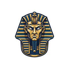 Majestic illustration of an ancient Egyptian monarch's golden and blue ceremonial headpiece, embodying historical royalty, power, and enduring legacy from the ancient world