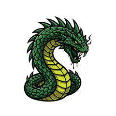 Coiled Green Serpent A Striking Reptilian Illustration