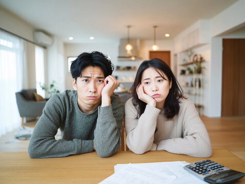 住宅ローンの頭金について困る30代夫婦（生活 金融 経済）