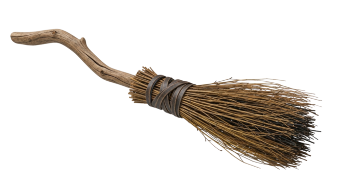 Wooden Witch Broom Isolated Transparent PNG