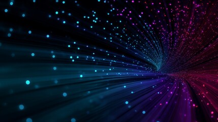 Fototapeta premium Vibrant Abstract Digital Fiber Optic Background with Colorful Dots