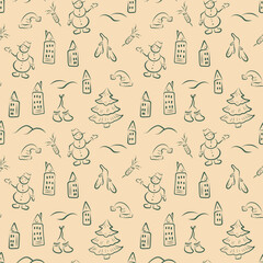 Beige Holiday Seamless Pattern, Christmas Tile Beige
