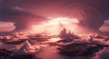 Fototapeta premium Sunset Over a Sea of Clouds: A Breathtaking Celestial Landscape