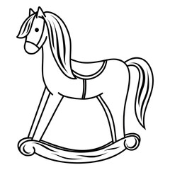 Rocking Horse Illustration, Toy Horse Doodle, Vintage Rocker Sketch