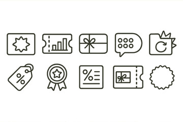 Discount and loyalty line icon set. vouchers, coupons collection outline style
