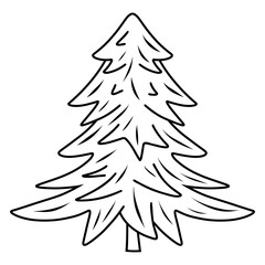 Fototapeta premium Fir Tree Doodle, Conifer Sketch Illustration, Pine Tree Sketch
