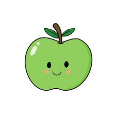 Green apple with leaf