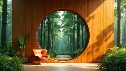 Wooden circular doorway art scene
