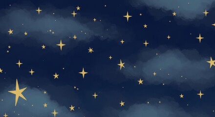 Nightfall Dreams Starry sky with clouds with cosmic background, and dreamy wallpaper.