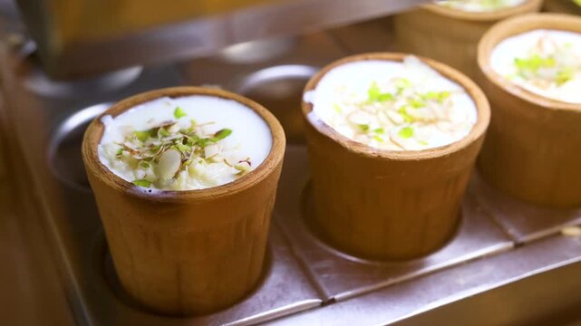 Authentic Indian cold drink made up of curd and milk called lassi