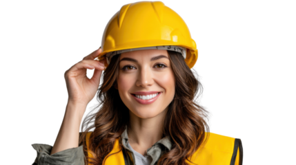 female construction worker with helmet