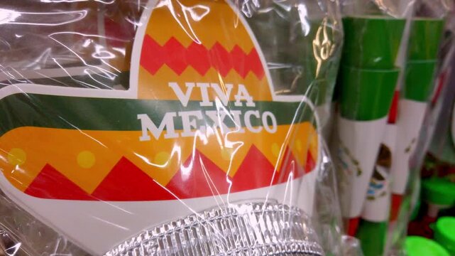 Close up of colorful Mexican party decoration with the phrase Viva Mexico.