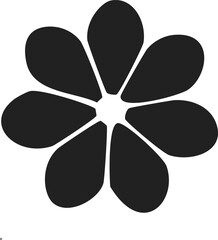 Dark Gray Flower Silhouette with Rounded Petals on White