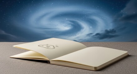 Open Notebook Under a Starry Night Sky